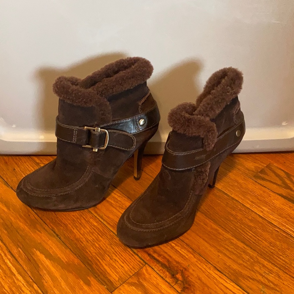 Joan & David Brown suede & leather boots 6.5